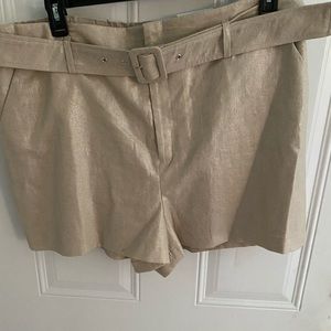 NWT Nine West Shimmering Tan Lined Dress Shorts with Belt Size XXL